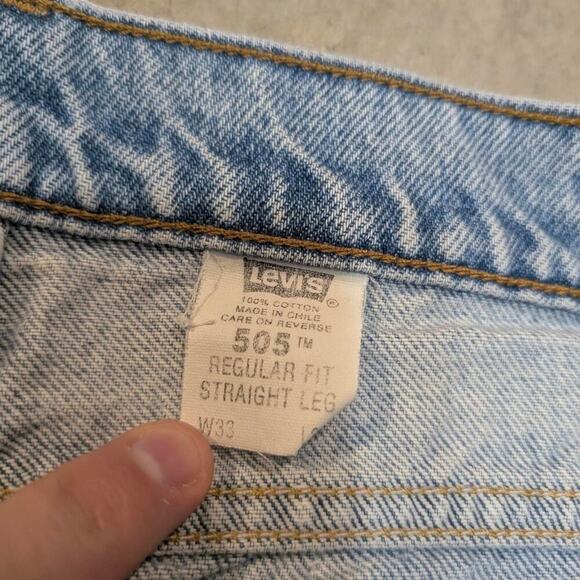 VTG 90s Levis 505 Orange Tab Mens 33x36 (32x35) Stains Denim Washed - Picture 6 of 8